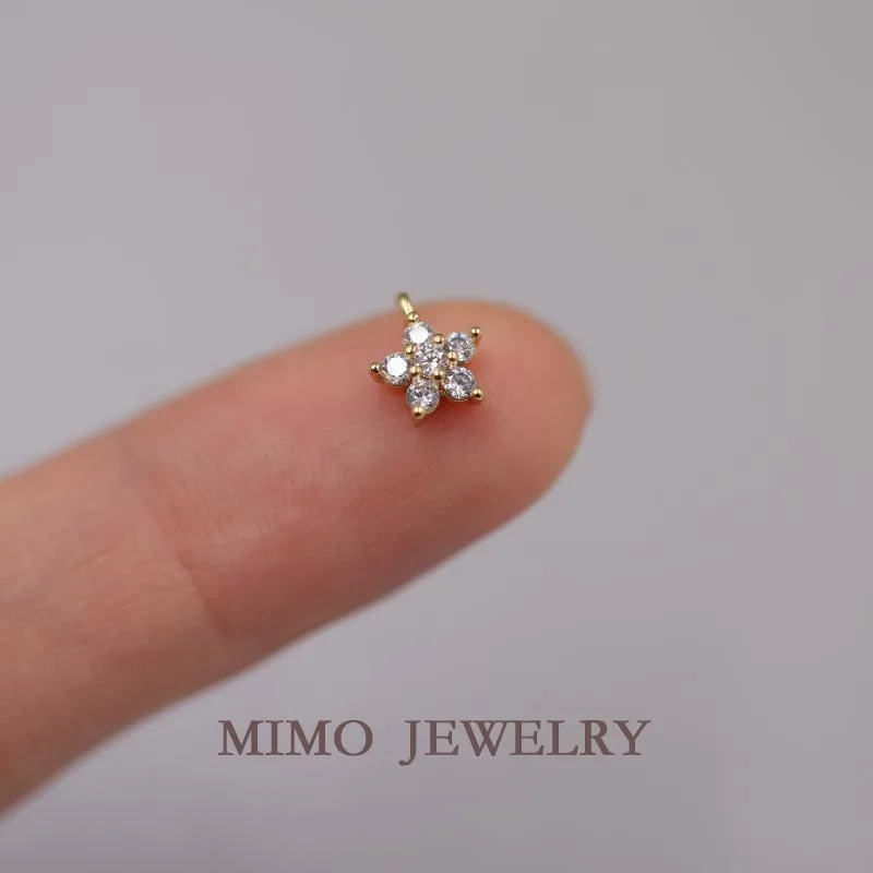 Small Flowers, Fresh Flowers, Single Ring Charms Pendant Supplies DIY Hand Brass Gold Plated Accessories 8x6mm