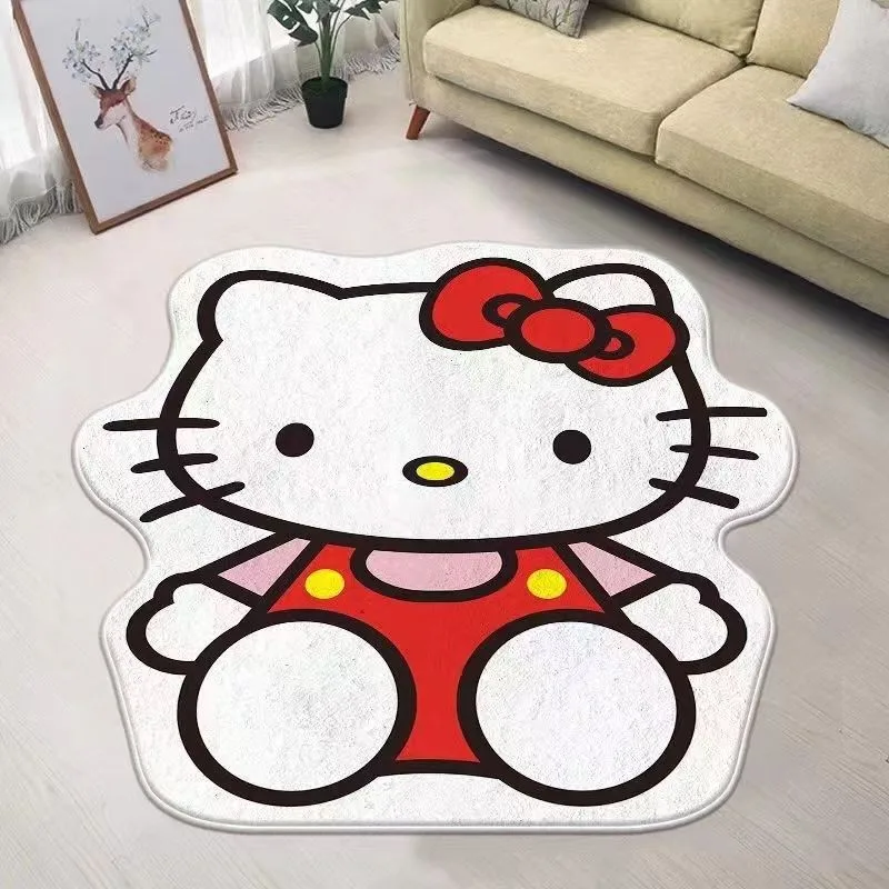 Kawaii Hello Kitty Plush Floor Mat Cartoon Anime Cute Non-Slip Imitation Cashmere Rug Room Bedside Decoration Girl Present