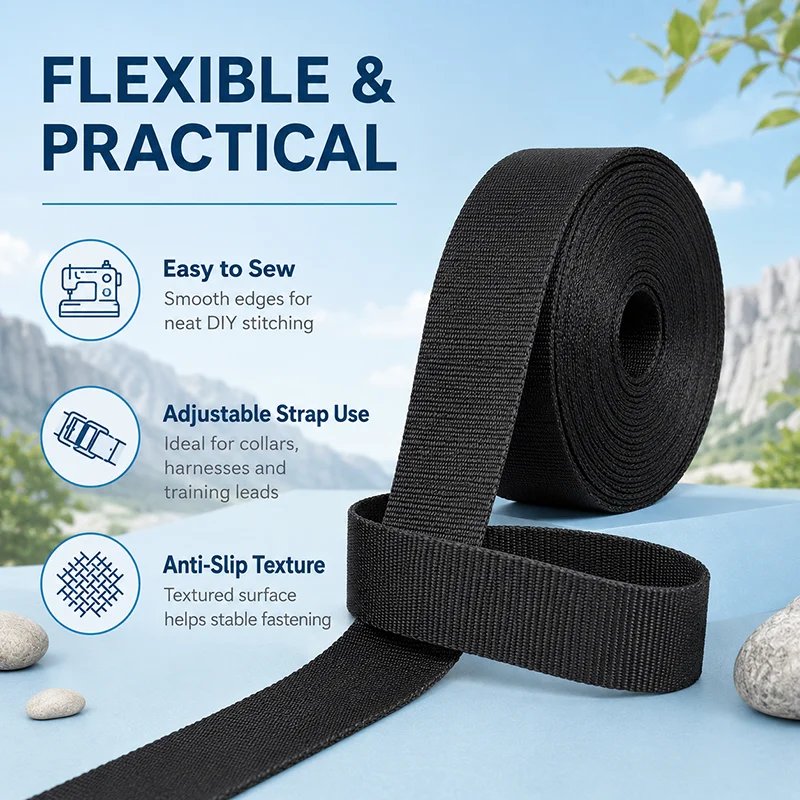 15M 10-100mm Black Nylon Webbi - Textile And Sewing Supply ulasan dan harga