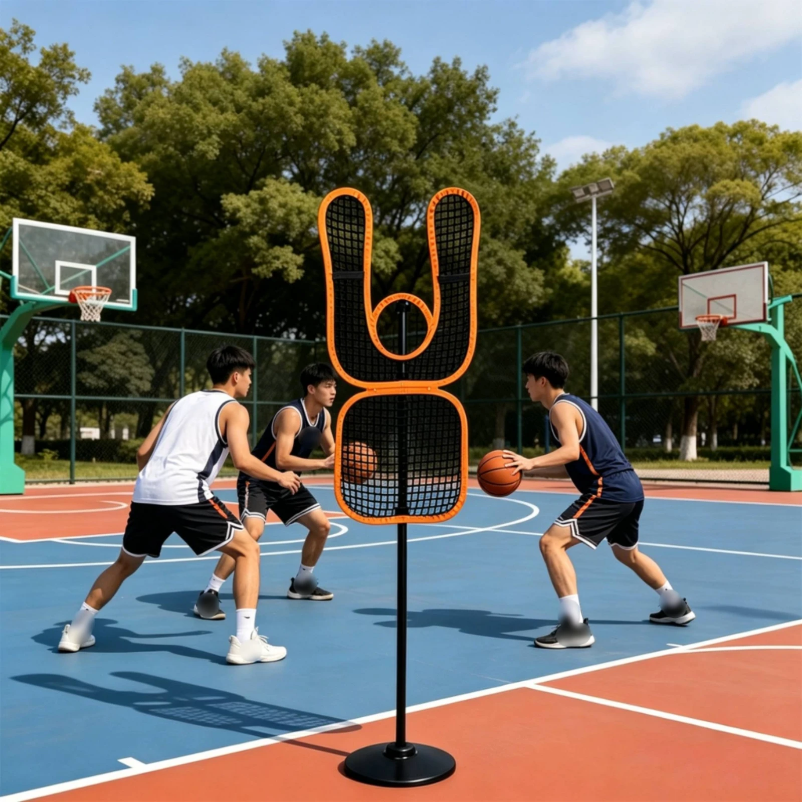 

Basketball Protective Wall Reinforced Seams Basketball Training Wall Sports Gear Floor Standing Round Base