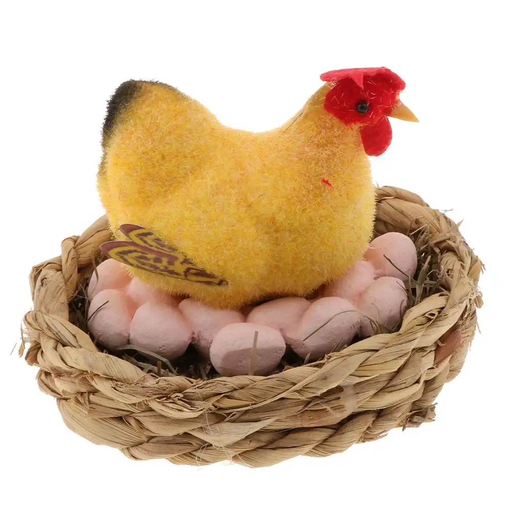 Feathered Animals Faux Chick Model 3D Sculpture Funny Garden Decoration Props for Yard and Home Display
