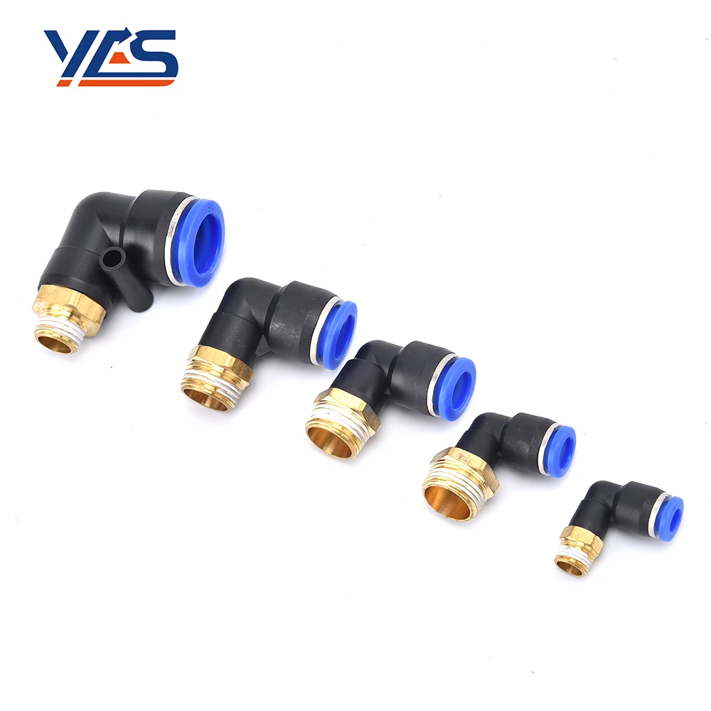 Plastic Male Elbow Fittings PL Thread Elbow Series Quick Insert Connector Pneumatic Air Plastic Pipe Push in Blue Fittings