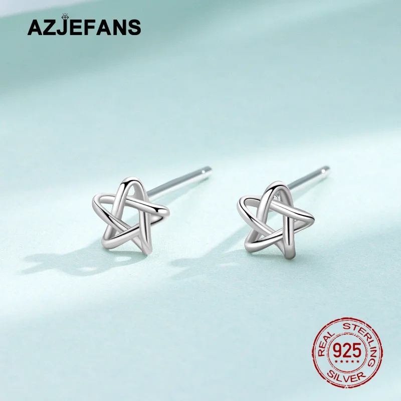 

AZJEFANS 925 Sterling Silver Elegant Stars Stud Earrings Fine Jewelry