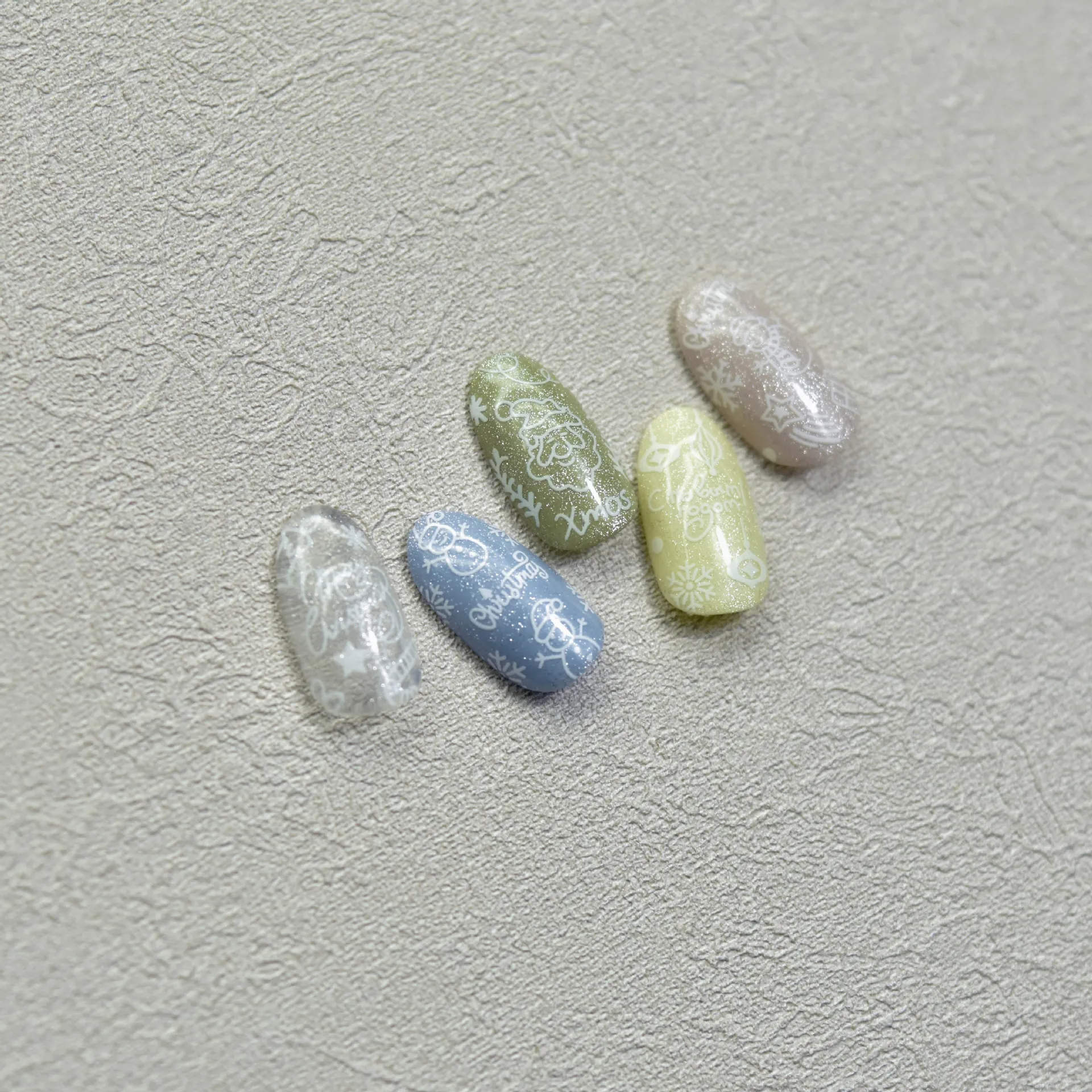 1 piece of 5D thin and tough nail art stickers three-dimensional simple nail stickers white Christmas series nail art stickers