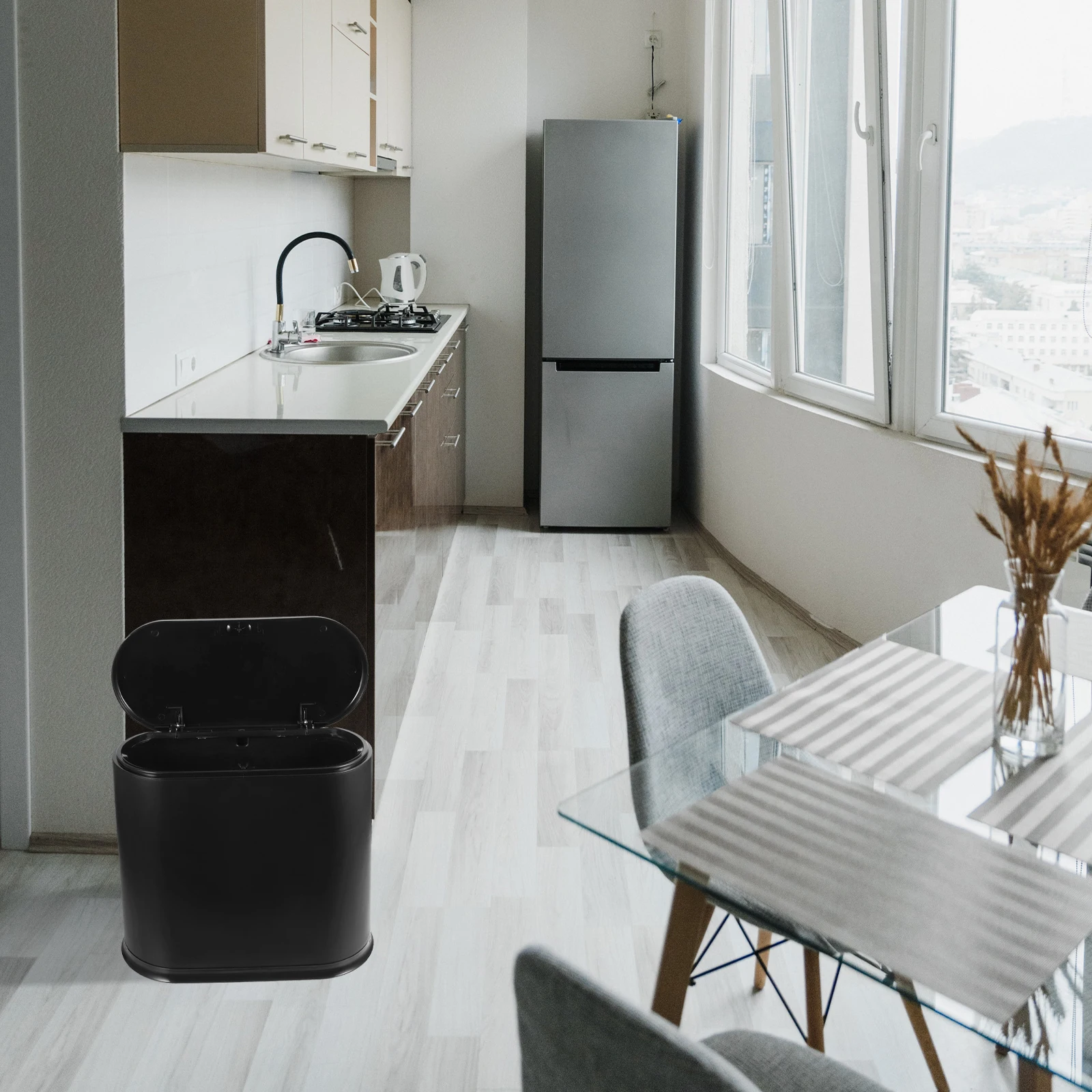 

Trash Can Press Lid Kitchen Office Small Premium PP Sturdy Long Use Exquisite Workmanship Good Materials