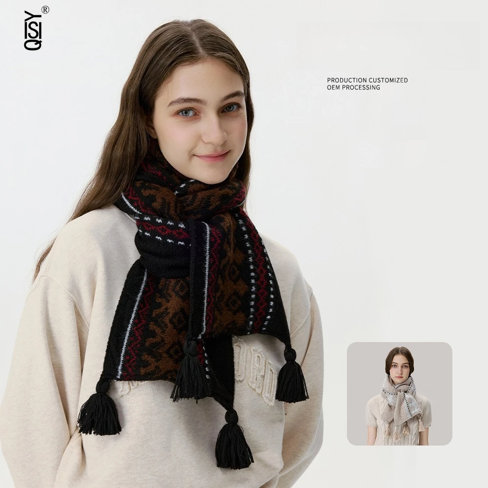 

Retro Wool Blend Knitted Scarf for Men and Women To Wear in Winter, Warm Scarf, Wool Scarf Neck