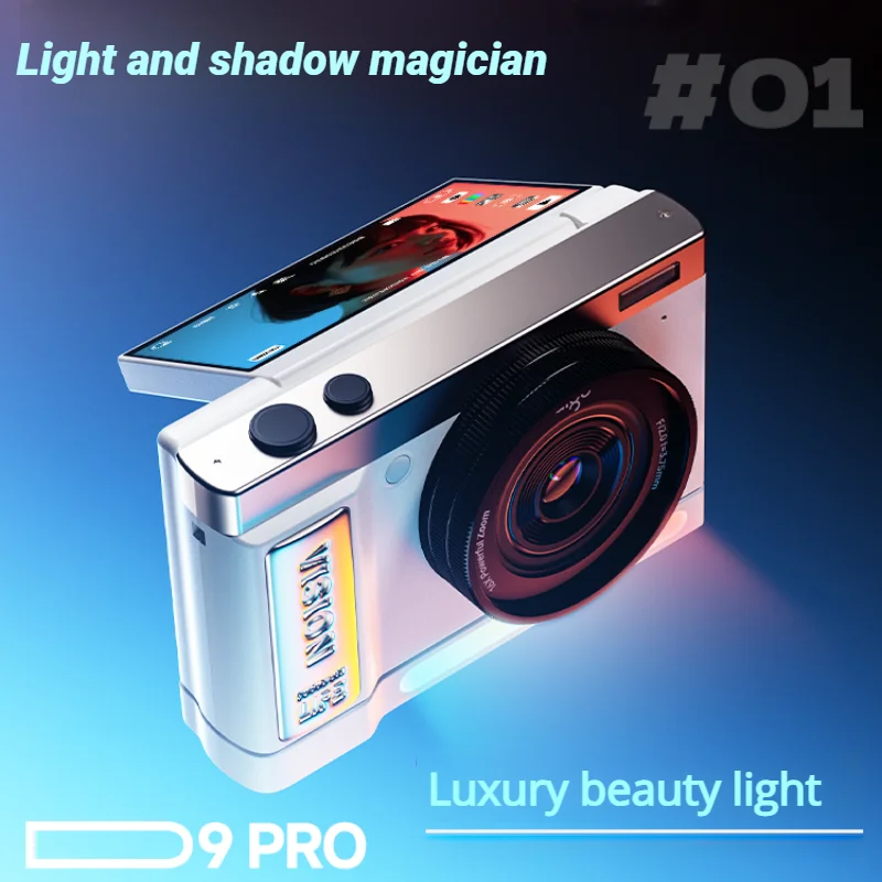 2025 New Aigo D9/E9 CCD Digital Camera, 64MP 4K HD 16X Zoom 270° Flip Screen, Retro Selfie Camera for Students Campus & Travel
