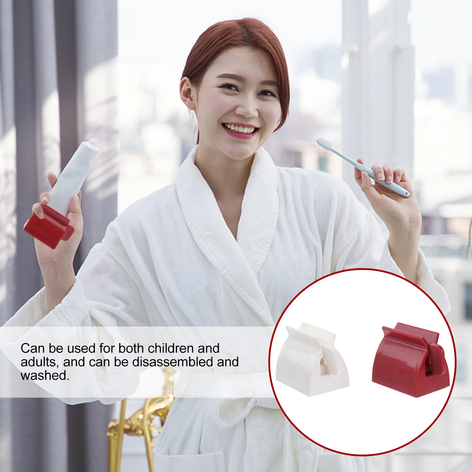 

2Pcs Toothpaste Rolling Squeezer Creative Handle Design for Toothpaste Cream Tubes Easy Dispensing Bathroom Accessories Red