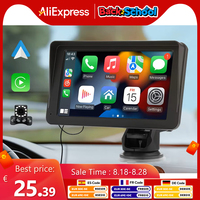 Wireless carplay android auto Portable Car Radio Multimedia Video Player Universal 7 inch Touch Screen With FM Rear View Camera