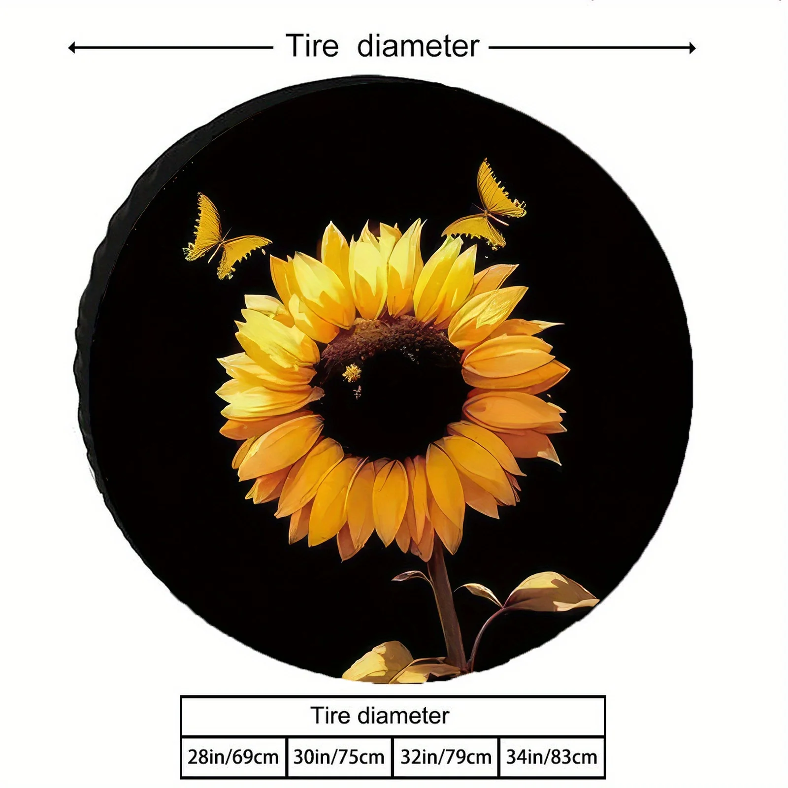 1pc Cute Daisy And Butterfly Pattern PVC Spare Tire Cover, UV Resistant, Dustproof, Windproof, Suitable For 28-34 Inch Wheels, F