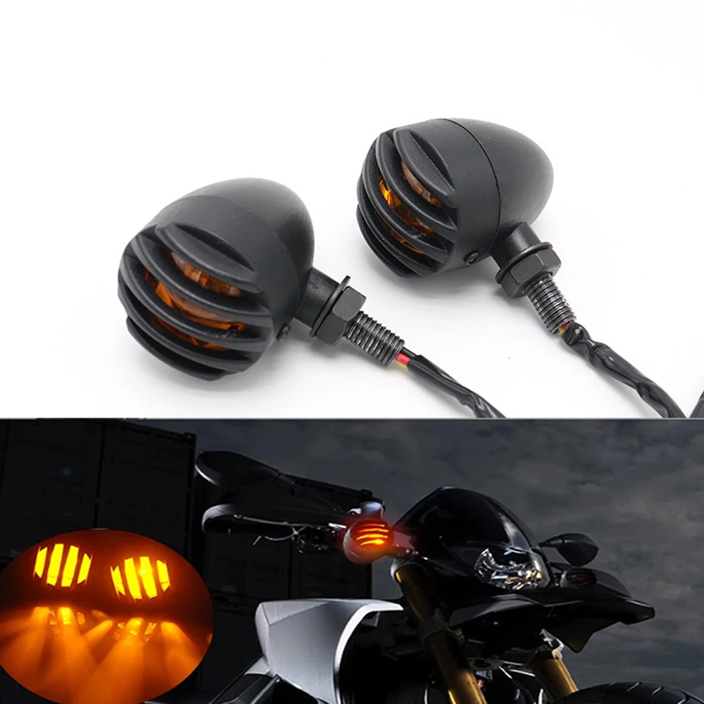 2Pcs Motorcycle Bullet Turn Signal Blinker Indicator Light Amber Light 12V Retro Motorcycle Turn Signals Light