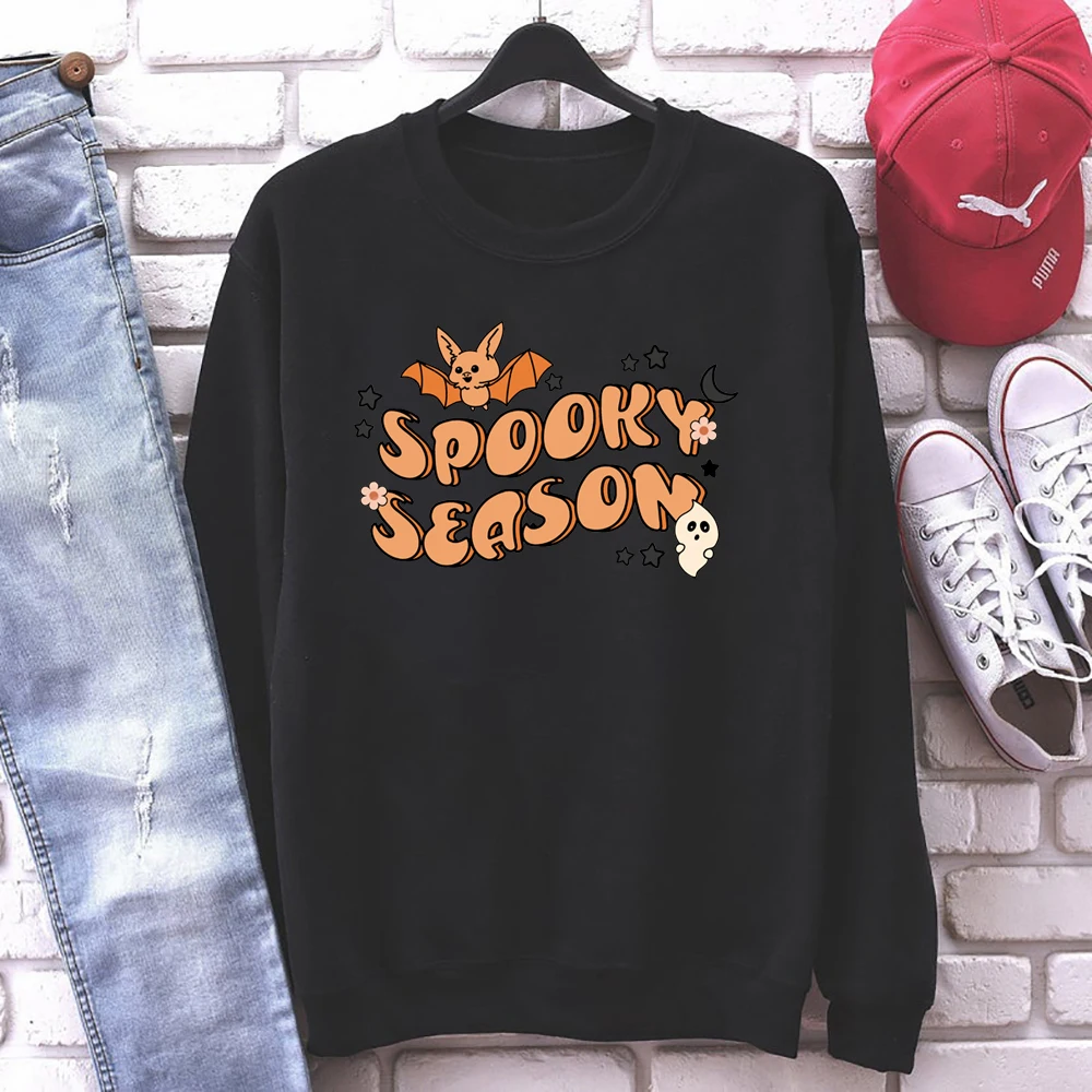 2025 Sudadera de temporada espeluznante Temporada espeluznante Sudadera con capucha de Halloween Jersey gráfico de fantasma Vibes espeluznantes Sudaderas de cuello redondo de Halloween