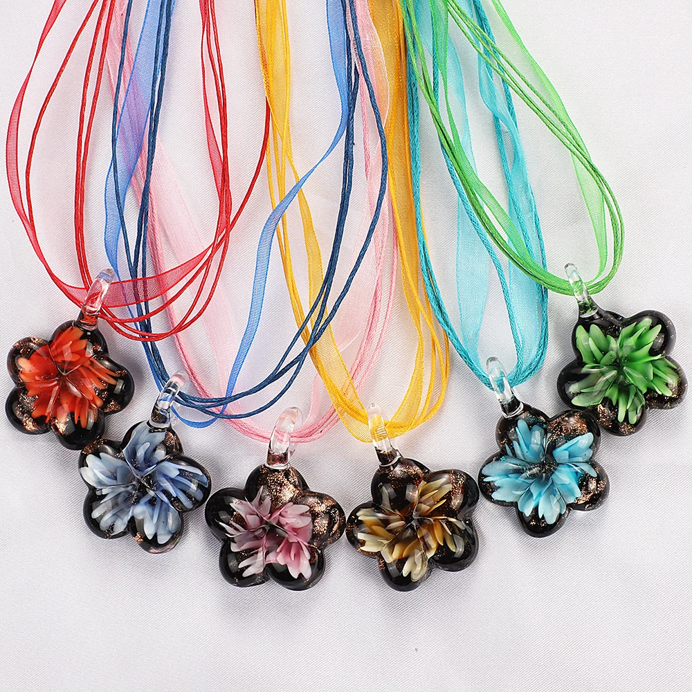 Wholesale Lot 6Pcs 3D Flower Shape Pendants Necklaces Sexy Wedding Engagement Party Valentine Gift FREE SHIPPING