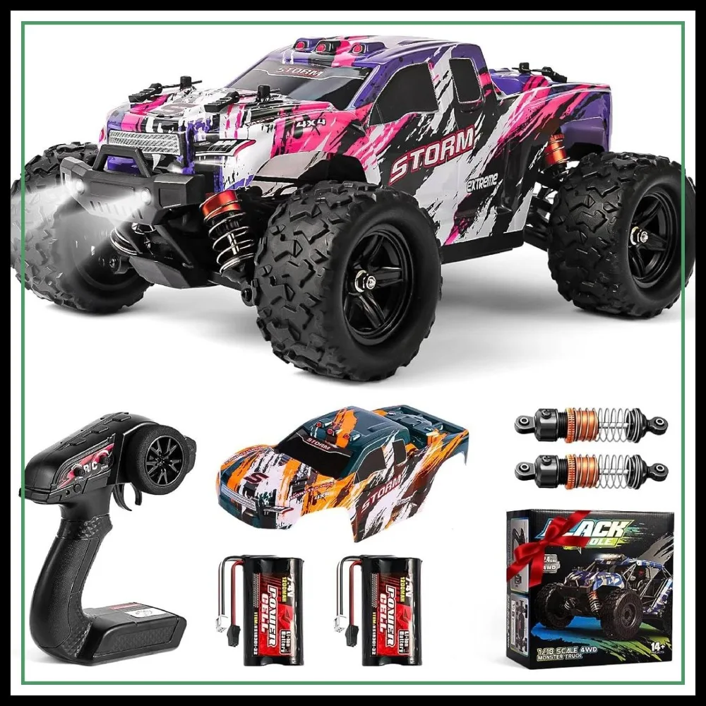

1:18 Scale RC Cars for Adults, 40KM/H Fast 2.4Ghz 4X4 Off-Road Waterproof Monster Truck with 2 Shells & 2 Batteries