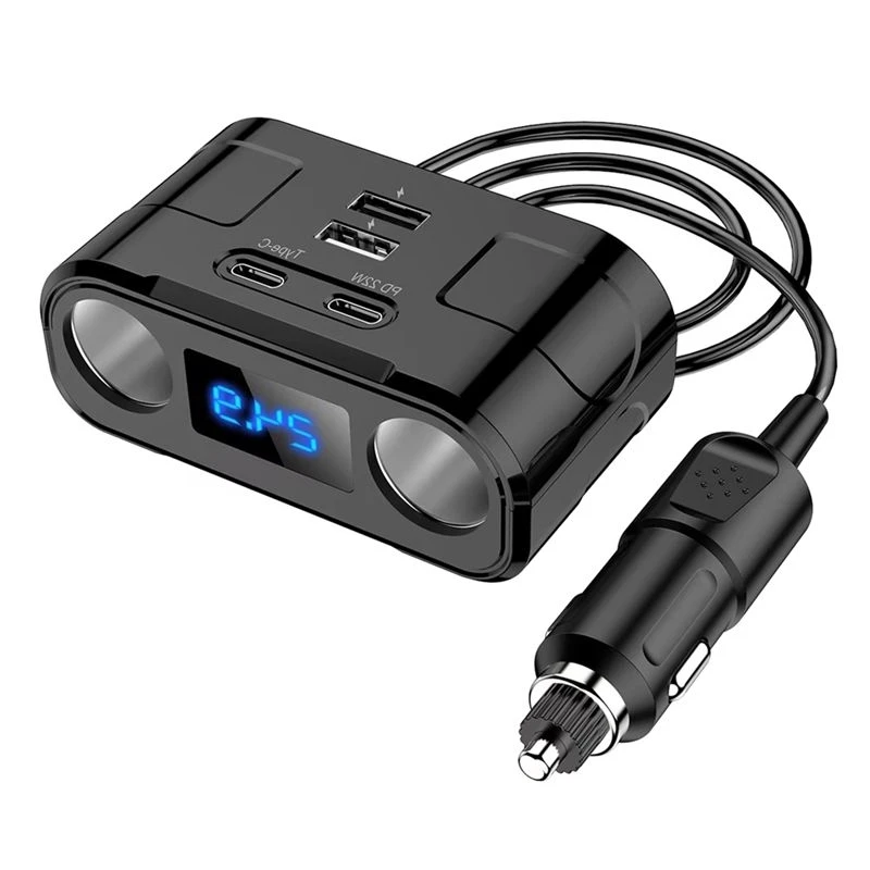 NEW HOT in Stock-2 Sockets Car Charger PD 22W Fast Charging Car Charger Voltage Detection Phone Charger