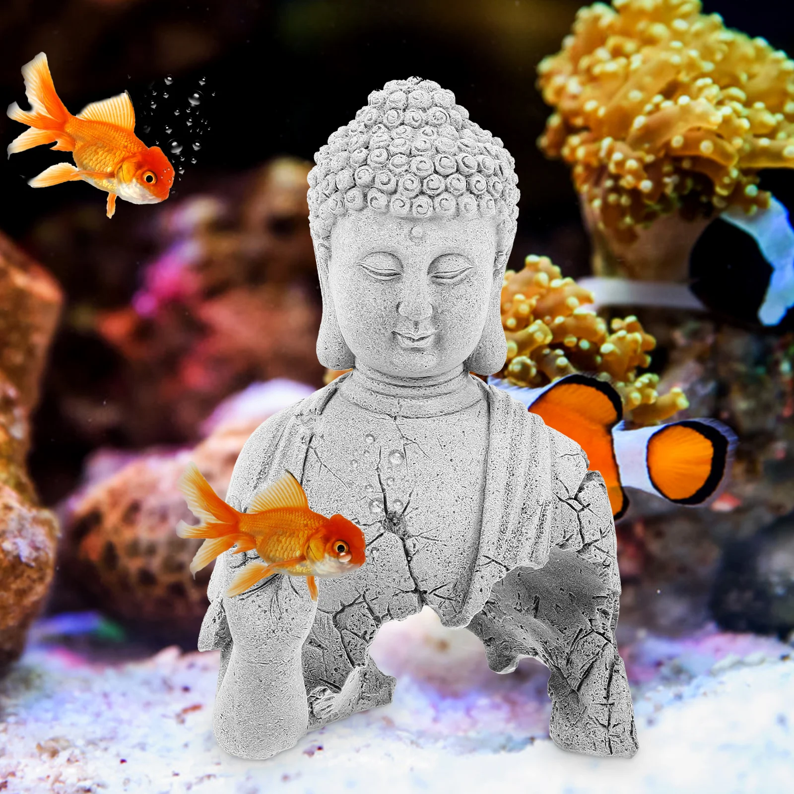 Decorate Fish Tank Buddha Statue Decoration Decorations Powder for Aquarium