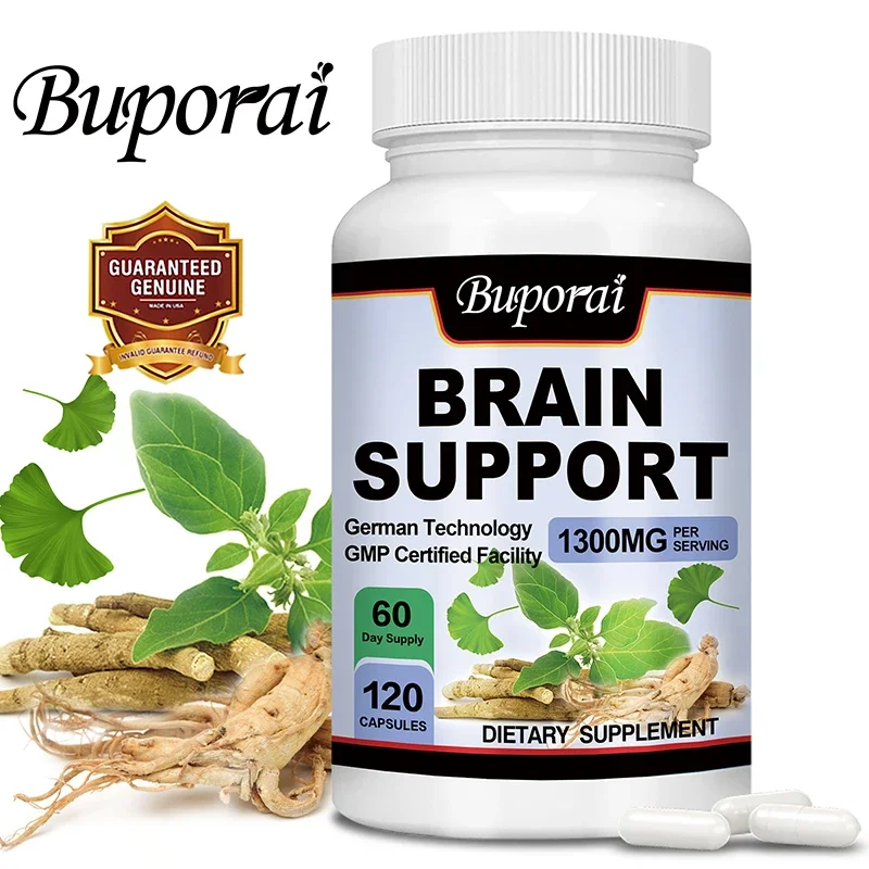 Brain Support Supplement - Ashwagandha, Panax Ginseng and Ginkgo Biloba - Brain Health, Improving Memory and Concentration