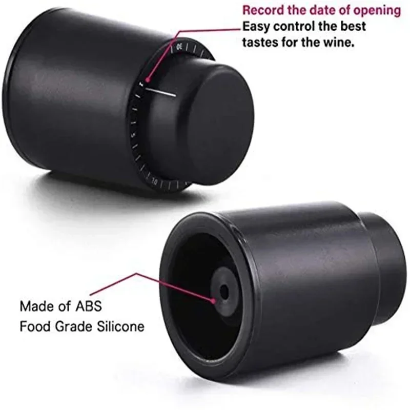 Wine Bottle Stoppers, Reusable Wine Stoppers, Vacuum Wine Preserver with Time Scale Record, Wine Savers Vacuum Pump Corks