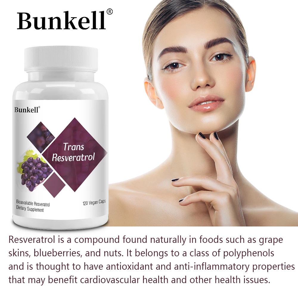 Trans-Resveratrol 120mg Capsules - Antioxidant, Anti-Aging, Heart Health, Cardiovascular, Immune & Skin Radiance Supplement