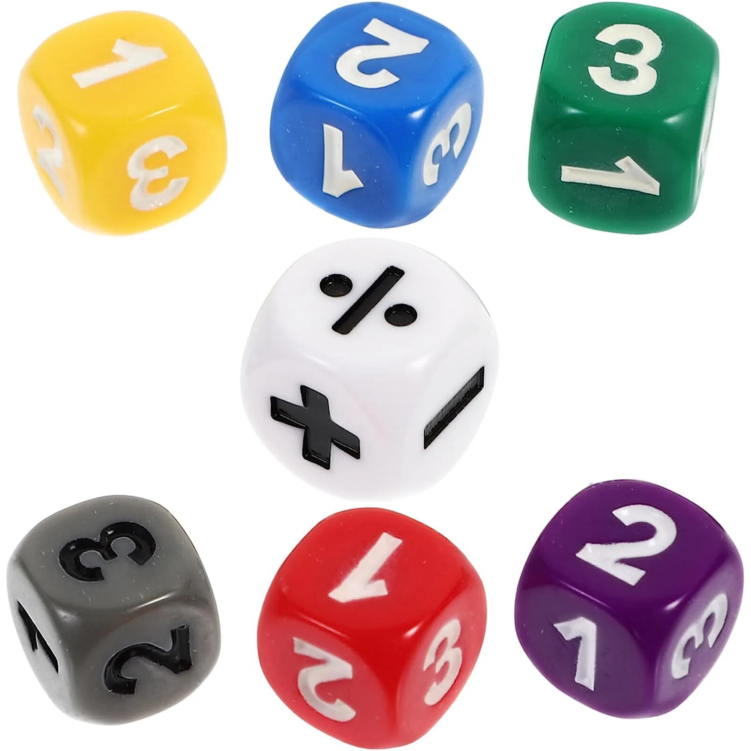 7pcs/set Mathematical Symbol 123 Dice Puzzle Game Accessories