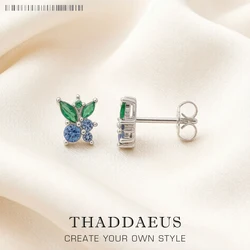 Stud Earrings Blueberry Europe Style Sweet Fine Jewerly For Women,2022 Summer New Cute Gift In 925 Sterling Silver
