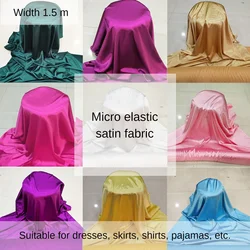 Micro Stretch Satin Fabric Soft By The Meter for Pajamas Lining Clothing Sewing Plain High Quality Cloth Breathable Drape Yellow