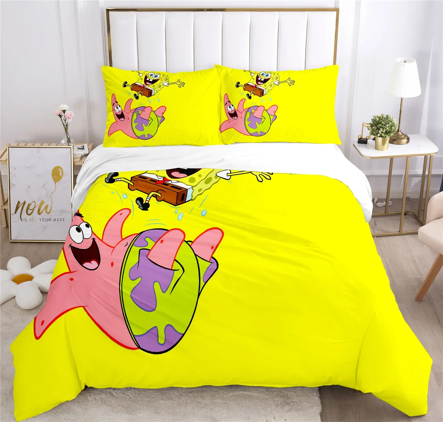 Cartoon Anime SpongeBob Bettwäsche-Sets 3d Gedruckt Bettbezug-set Quilt Bettbezug Kissenbezug Bett Set Volle Königin König Größe