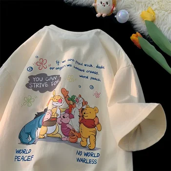 Kawaii disney o winnie pooh dos desenhos animados t camisa feminina harajuku ullzang y2k bonito urso camiseta gráfico streetwear verão tshirt menina