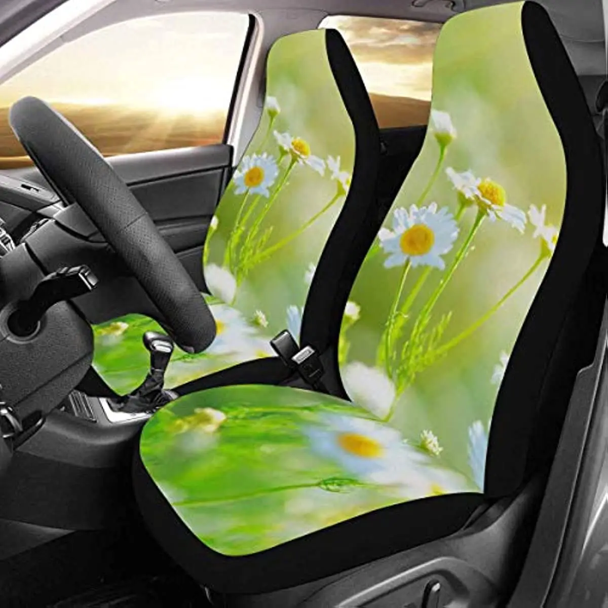 Custom Tropical Flamingo Car Seat Covers for Front of 2,Vehicle Seat Protector Car Pet Mat Fit Most Car,Truck,SUV,