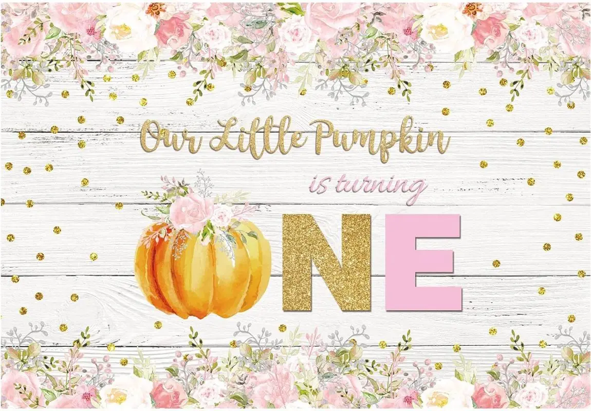 Funnytree Fall 1st Birthday Backdrop Pumpkin Autumn Floral Party  Photography Background Decorations Banner Photobooth