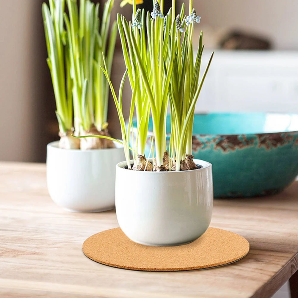 

8Pcs Round Cork Plant Coasters Anti-Skid DIY Paintable Mats for Flowerpots Protection Floor Scratch Water Stain Resistant Pads