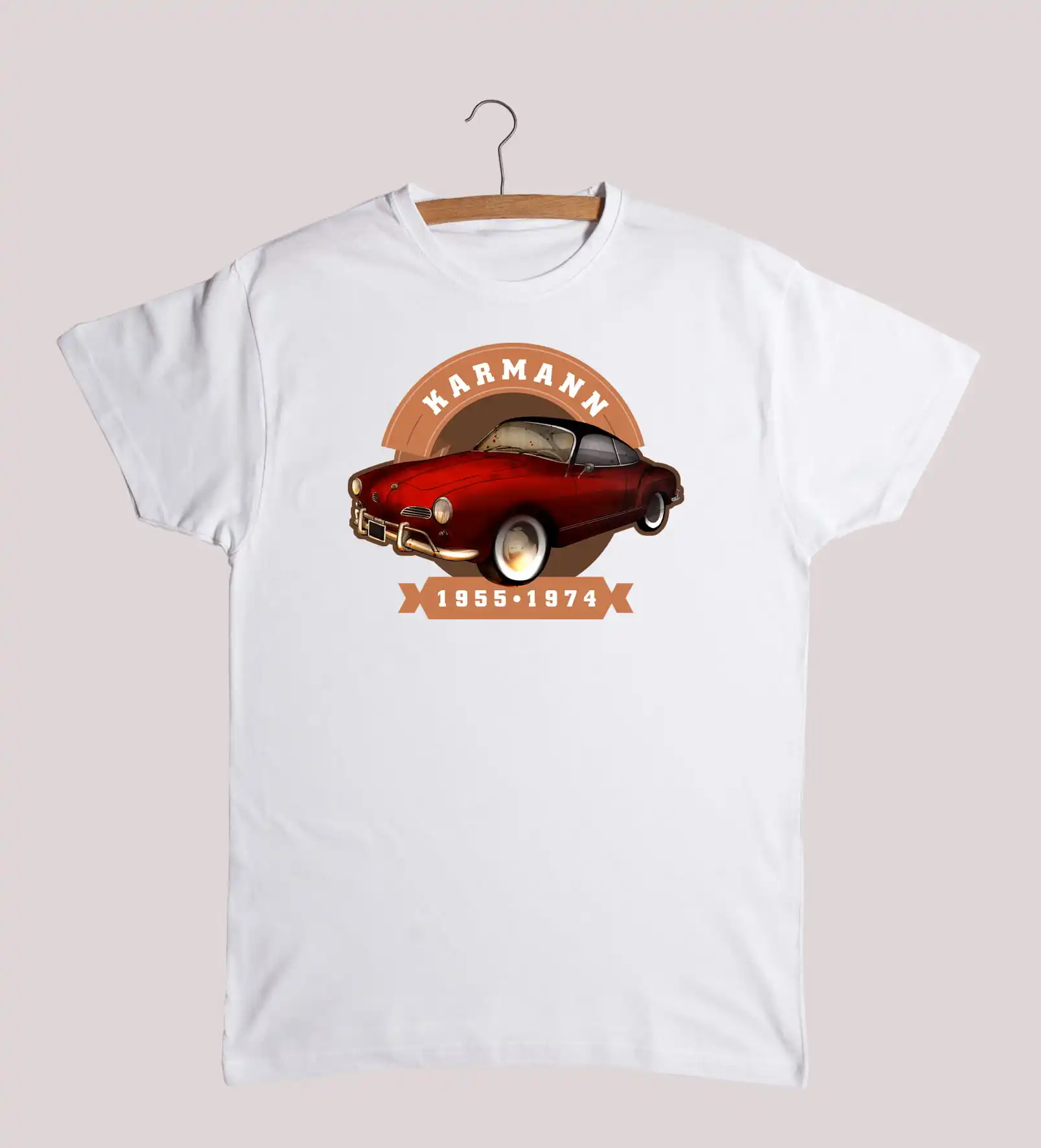 Classic Karmann Ghia German Vintage Car T-Shirt 100% Cotton O-Neck Summer Short Sleeve Casual Mens T-shirt Size S-3XL