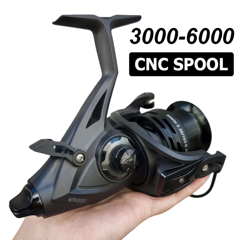 Long Range Casting Seeboot-Angelrolle mit Dual-Bremssystem, superglatte Metallspule, Karpfen-Bass-Angelgerät, maximale Zugkraft 10 kg