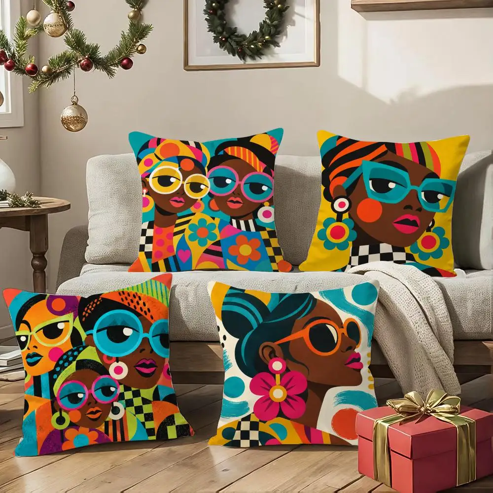 Pop Portraits Cushion Cover 1/4Pcs Soft Plush Throw Pillow Cover Double-Sided Print Sofa Living Room Decor