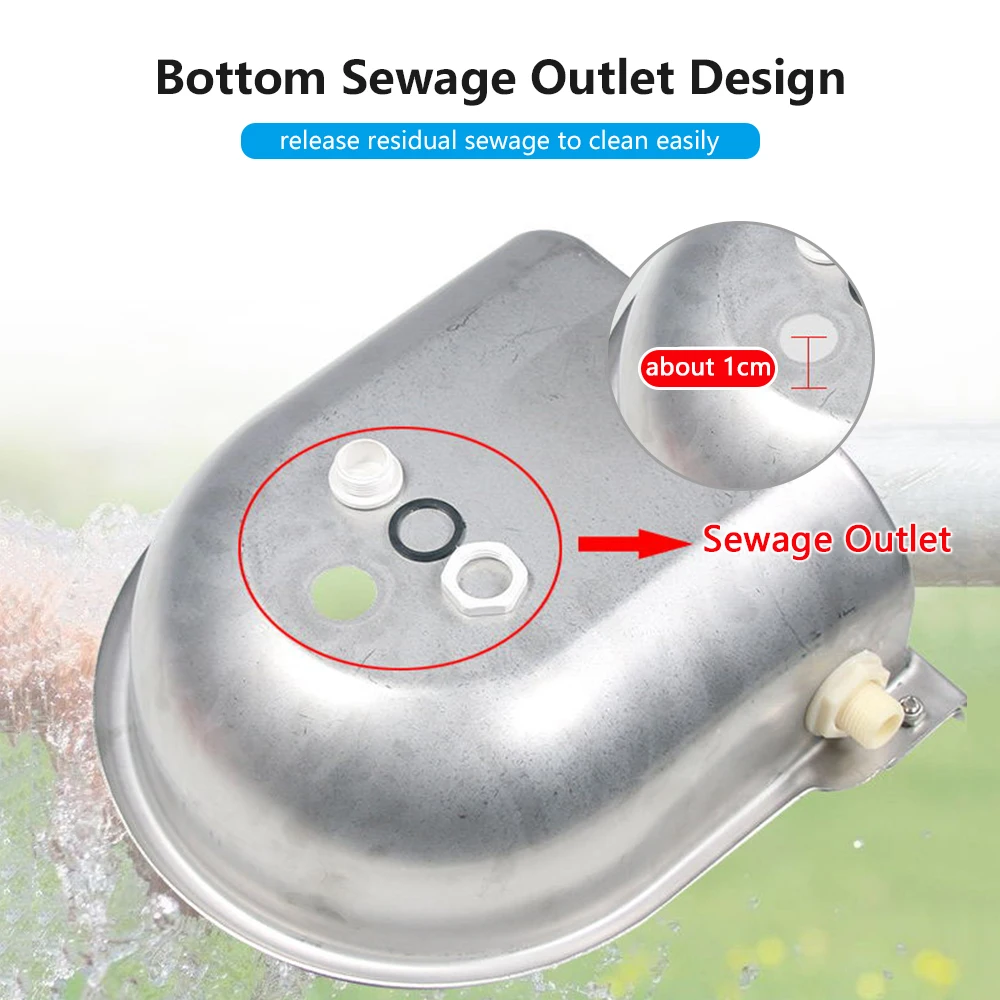 Stainless Steel Automatic Waterer Pet Livestock Tool Animals Water Bowl with Floating Ball for Cattle Horse Goat Sheep Dog