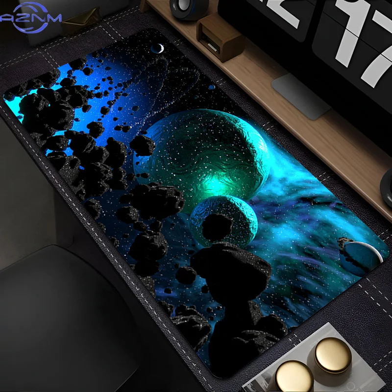 Cute Space Galaxy Design Large Desk Mat Anti‑Slip Mouse Pad for Student Dormitory Study Home Office PC Keyboard Desktop Decor