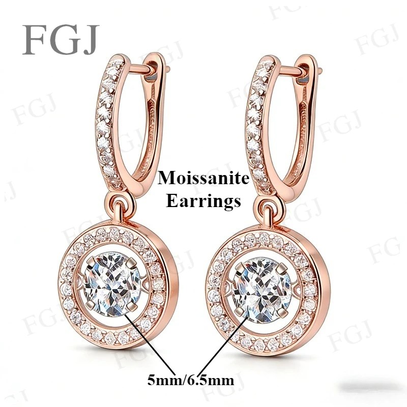 

Круглые динамические серьги из стерлингового серебра 925 пробы с муассанитом, плавающий камень, цвет D, 1 карат/2 карата, блестящие легкие роскошные серьги на день рождения