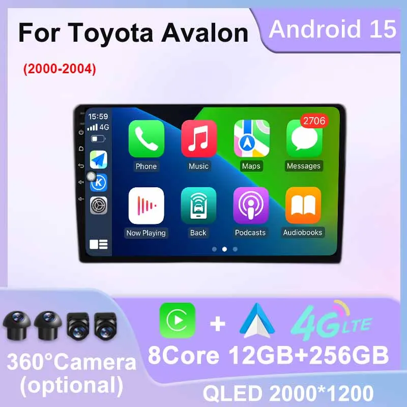 

9Inch Android 15 For Toyota Avalon 2000-2004 Car Multimedia Player Auto Navigation Stereo Head Unit 4G DSP WIFI WIreless Carplay