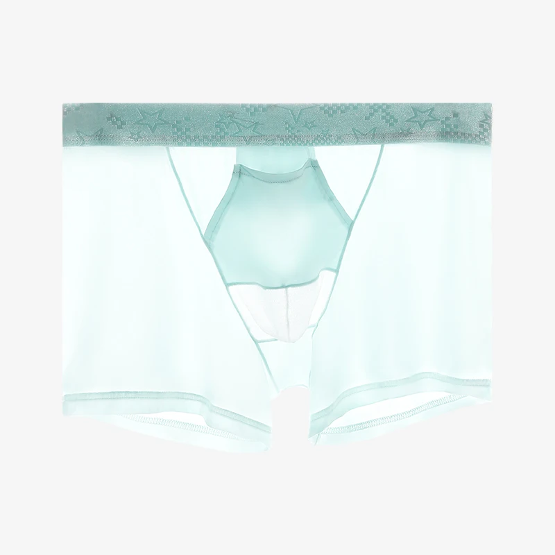 정맥 속옷, 남성용 아이스 실크, 얇은 스타일, 음낭 지지대, 총 총알 분할, 곡선, 플랫 반바지, 여름