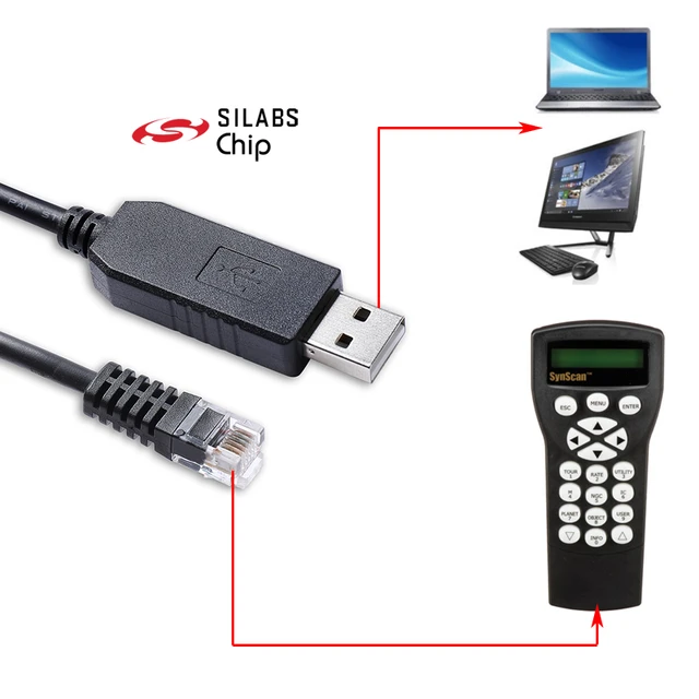 Skywatcher Synscan Hand Controller CP2102 USB RS232 Serial to RJ11 6P6C PC  Link Firmware Upgrade Cable - AliExpress