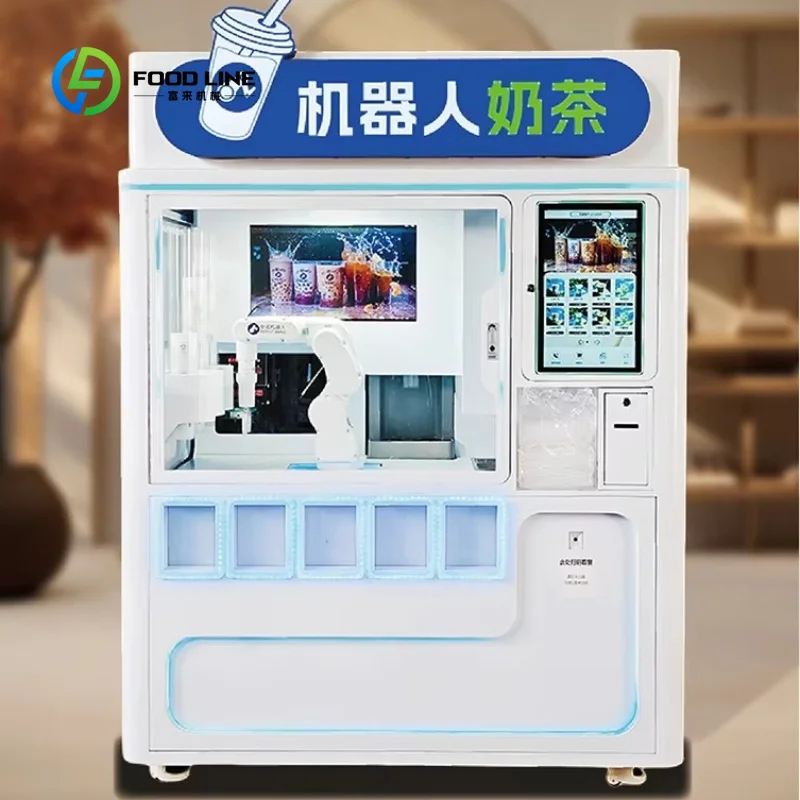 Customized Ai New GenerationRobot Bubble Tea Hot and Cold Flavors Unmanned Vending Machine Self-service Milk Tea Kiosk
