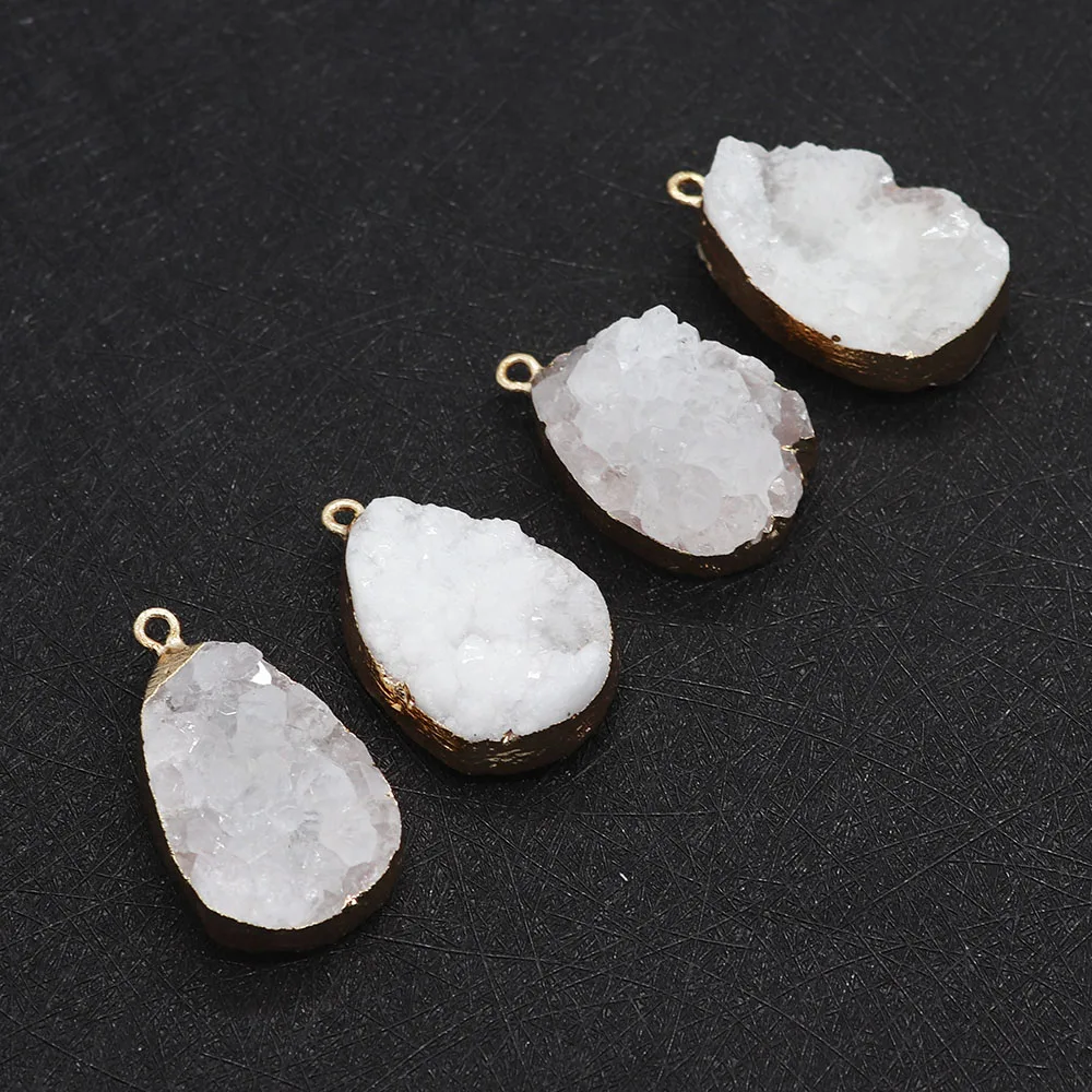 2pcs/pack Water Drop Shaped  White Crystal Natural Semi-precious Stone Pendants 15x25-20x35mm DIY Necklace Bracelets Earrings