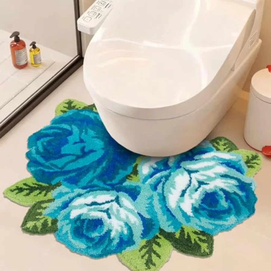 

U-Shaped Bathroom Rug Non Skid Thick Toilet Mats Shaggy Rose Absorbent Bath Mats Farmhouse Decor Kitchen Mat Laundry Rug