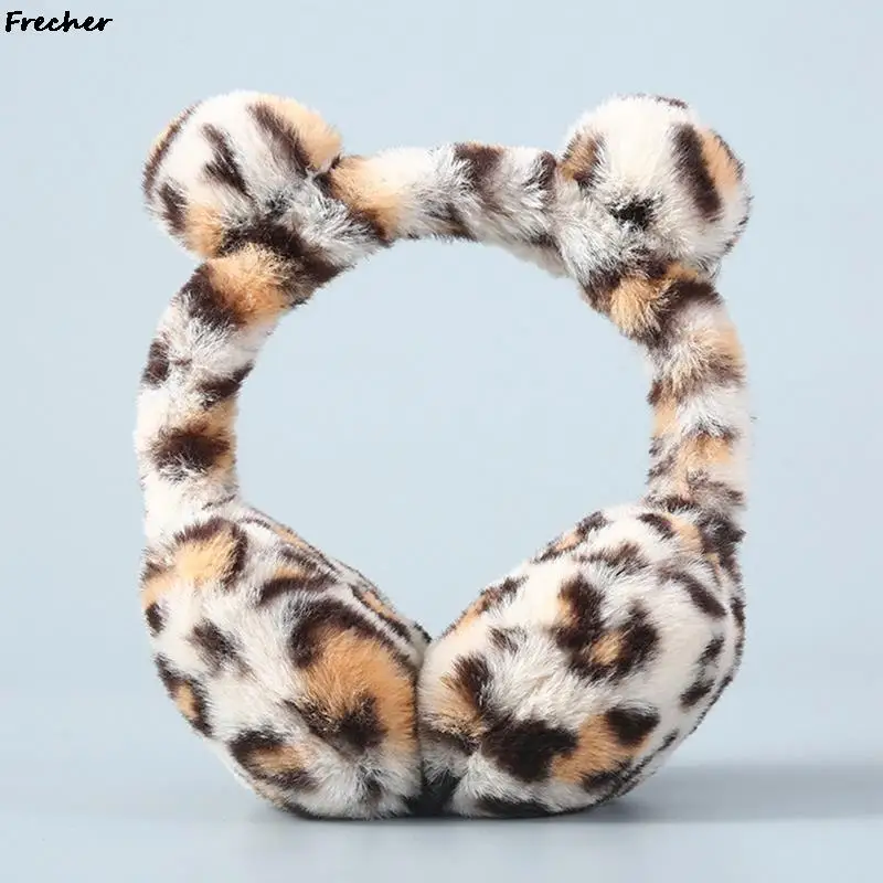 Leopard Plush Earmuffs Lovely Fashion Earflap Winter Skiing Headphone Spring Cold Protection Cat Ear Warmer Cap Ears Cover Warm