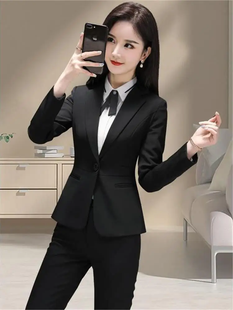 

Ele Bla Suit Women's Spring Autumn New Sle Profional Clothing Small Size Interview Formal Hotel Workwear Jaet