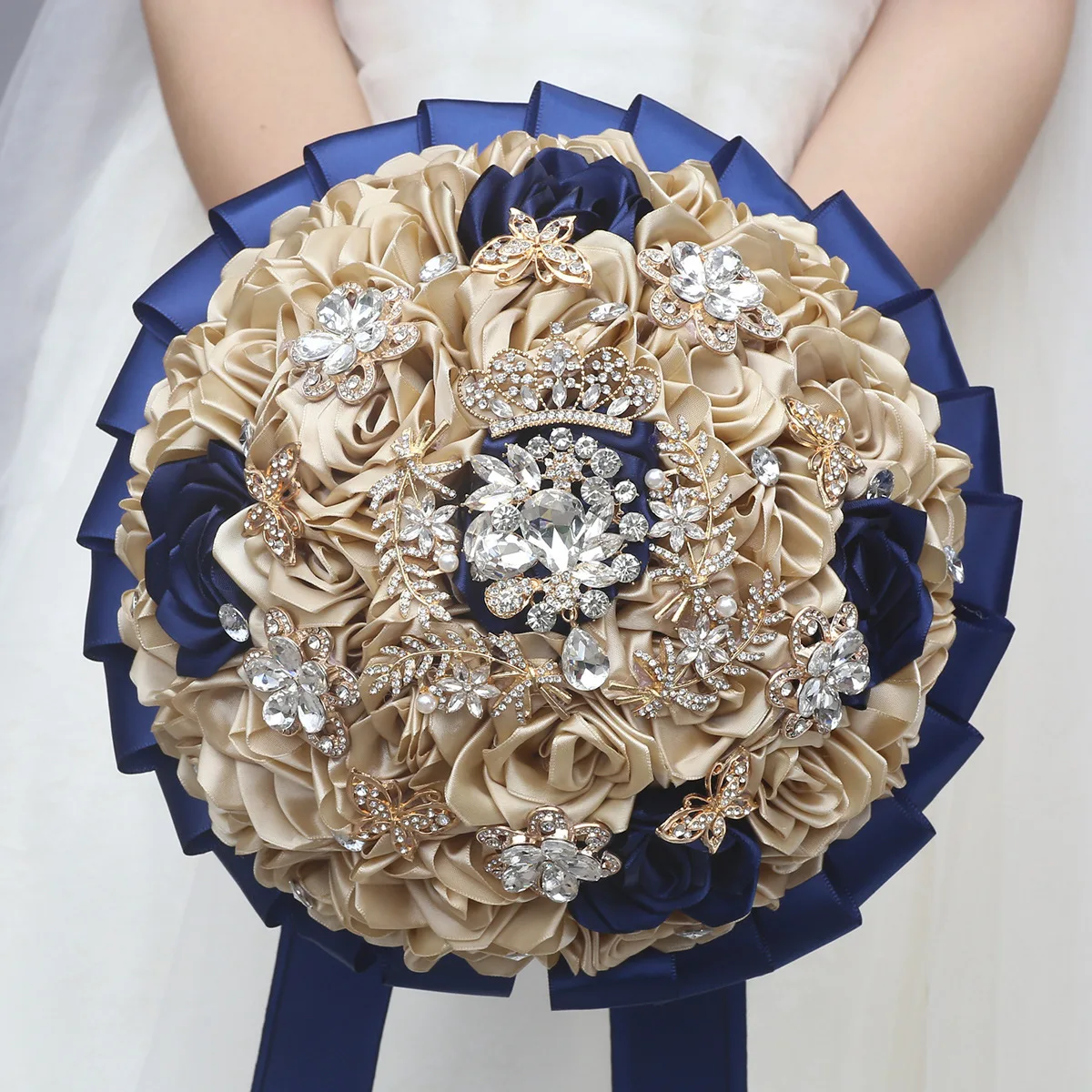 yeenanee-elegante-bouquet-da-sposa-blu-navy-e-cammello-con-corona-di-strass-per-sposa-bouquet-quinceanera-fatto-a-mano-con-rose-in-raso