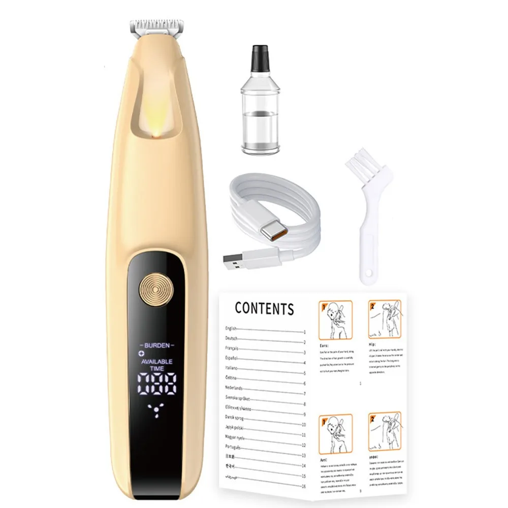 

Convenient LED Dog Paw Trimmer LCD Display Widen Pet Paw Hair Clippers Low Noise with Clean Brush Electric Dog Hair Remover Home