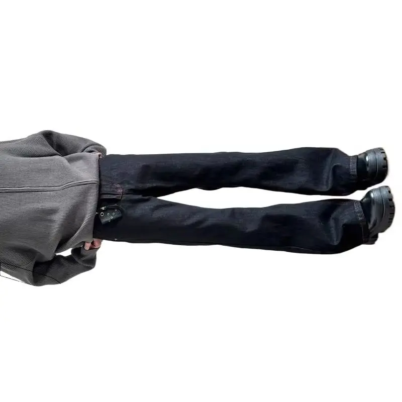 

Old Money Wind Red Edge Bright Line Original Cow Micro Pull Jeans Men's Autumn High Sense Straight Slim Cleanfit Pants