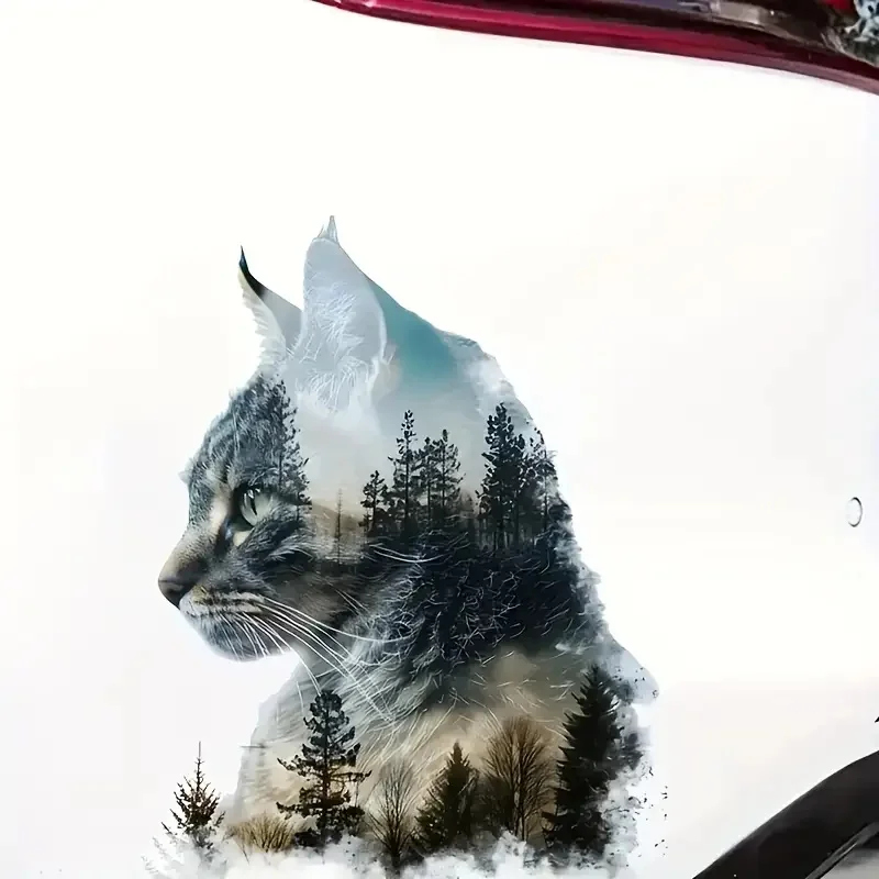 Enchanting Fantasy Cat Funny Waterproof Vinyl Car Decal, Exterior Decorative Accessories, Used for Car, Motorcycle, Laptop, Van