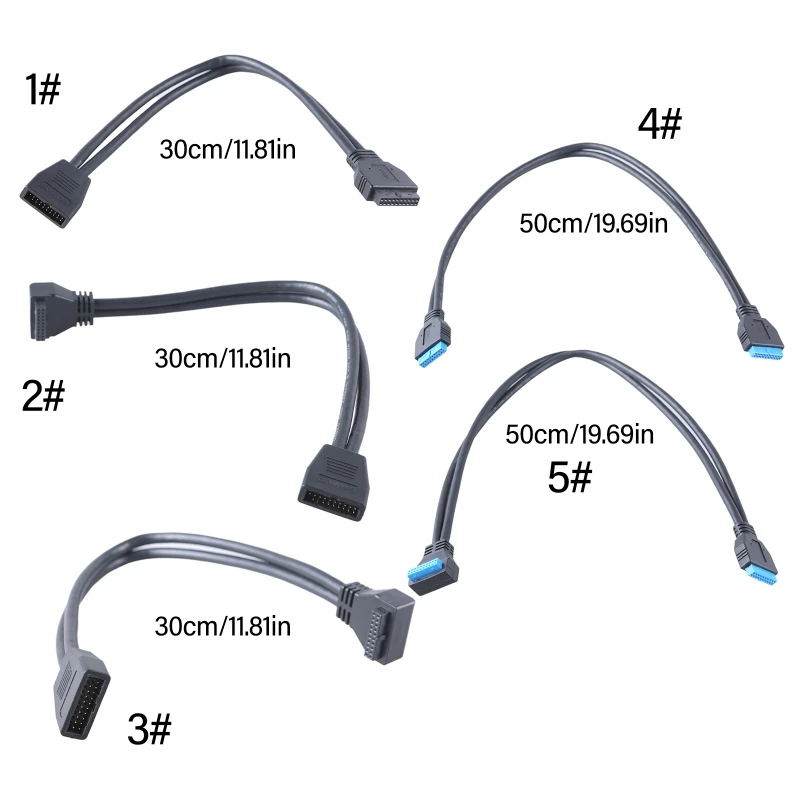 USB 20pin تمديد كابل داخلي USB3.0 19/20pin رأس منخفض لمحة ذكر إلى شاحن أنثي للوحات الأم للكمبيوتر